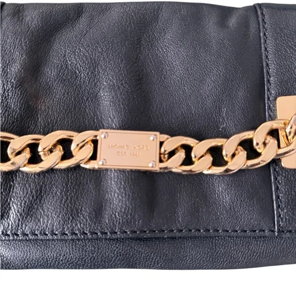 Michael Kors Black Clutch with Gold Chain - Picture 5 of 6
